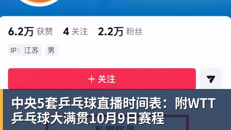好博体育中央5套乒乓球直播时间表：附WTT乒乓球大满贯10月9日赛程